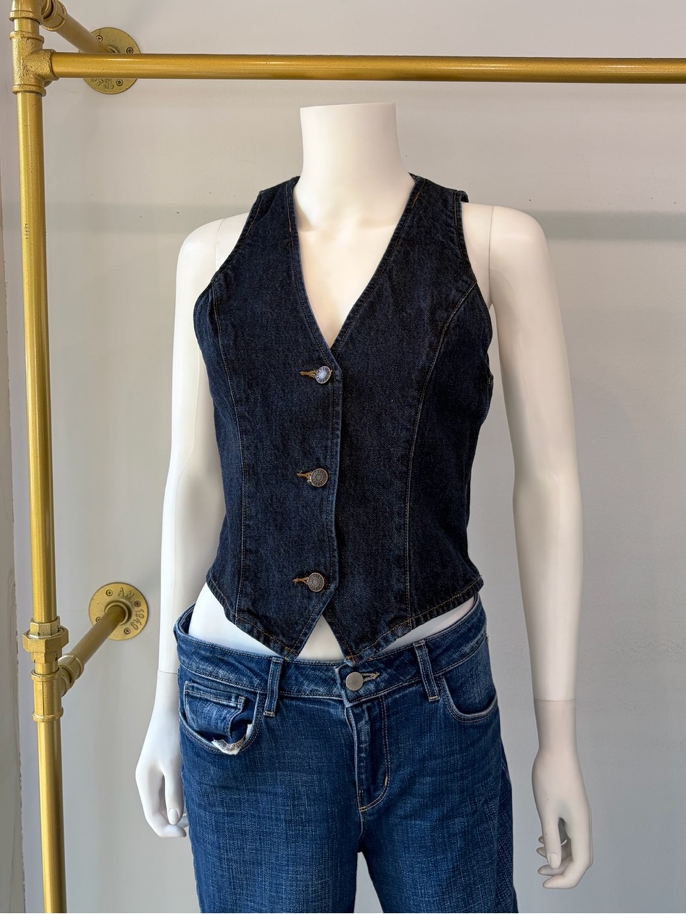 AGOLDE Dark Blue Denim Vest - Women's Jeans Styling